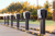 Electric Vehicle Chargers Lined Up