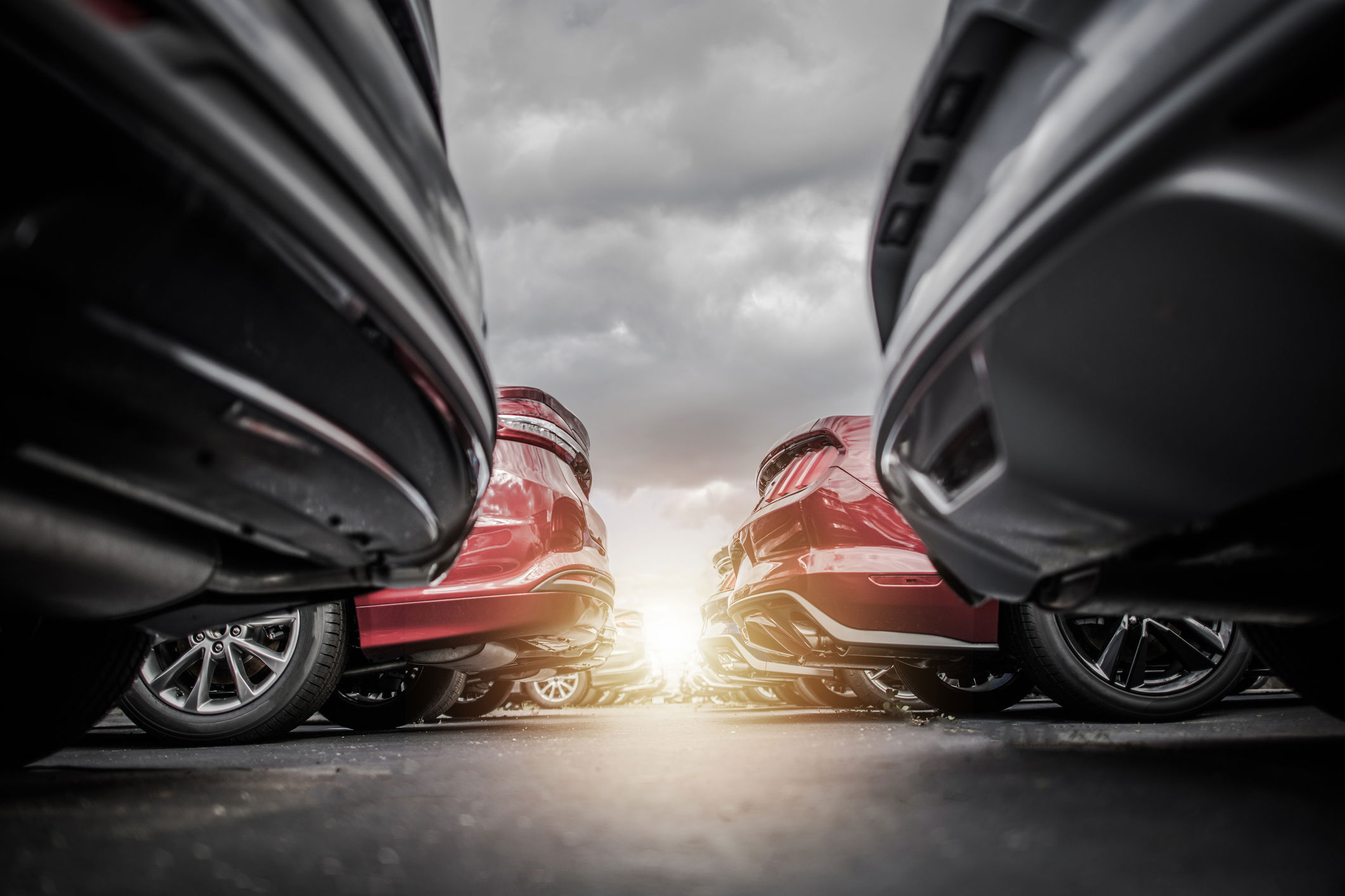 Cars lines up