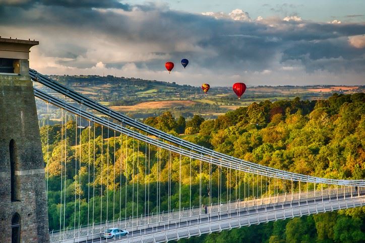 Clifton Suspension Bridge in Bristol with Balloons